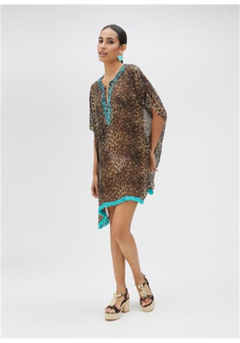 Vestito corto stampa animalier LOLA CASADEMUNT | LS2516051ANIMALIER TURCHESE